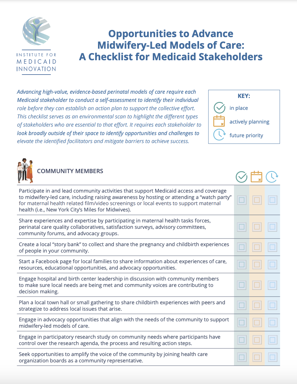 Checklist for Medicaid Stakeholders